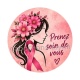 Octobre Rose ruban rose – Cabochon verre ou résine – Badge, porte-clés, magnet, miroir