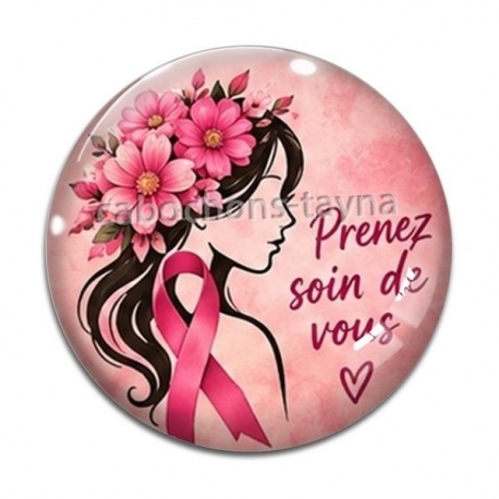 Cabochon Verre - octobre rose