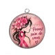 Pendentif Cabochon Argent - octobre rose