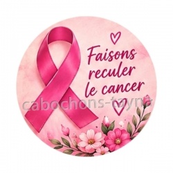 Octobre Rose ruban rose – Cabochon verre ou résine – Badge, porte-clés, magnet, miroir