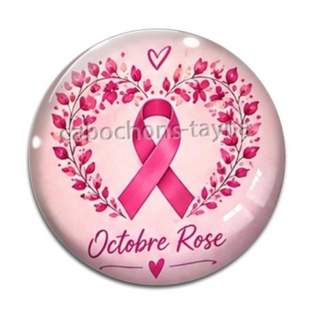 Cabochon Verre - octobre rose
