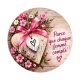 Octobre Rose cœur – Cabochon verre ou résine – Badge, porte-clés, magnet, miroir