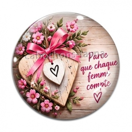 Cabochon Verre - octobre rose
