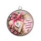 Pendentif Cabochon Argent - octobre rose