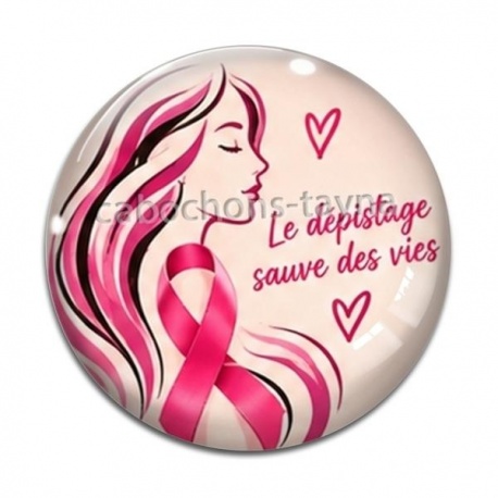 Cabochon Verre - octobre rose