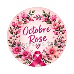 octobre rose- cabochon, badge- porte-clés, magnet, miroir