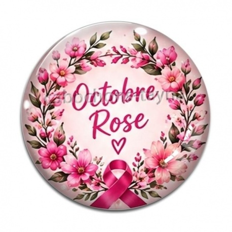 Cabochon Verre - octobre rose