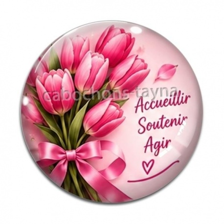 Cabochon Verre - octobre rose