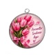Pendentif Cabochon Argent - octobre rose