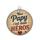 Pendentif Cabochon Argent - mon papy c'est mon héros