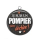 Pendentif Cabochon Argent - je suis un pompier qui déchire