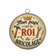 Pendentif Cabochon Argent - mon papi c'est le roi du bricolage