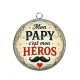 Pendentif Cabochon Argent - mon papy c'est mon héros