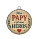 Pendentif Cabochon Argent - mon papy c'est mon héros
