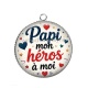 Pendentif Cabochon Argent - papi mon héros à moi