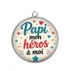 Pendentif Cabochon Argent - papi mon héros à moi