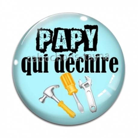 Cabochon Verre - papy qui déchire