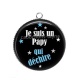 Pendentif Cabochon Argent - papy qui déchire
