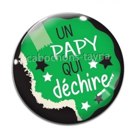 Cabochon Verre - papy qui déchire