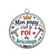 Pendentif Cabochon Argent - mon papy c'est le roi du bricolage
