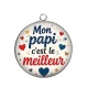 Pendentif Cabochon Argent - mon papi c'est le meilleur