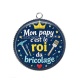 Pendentif Cabochon Argent - mon papy c'est le roi du bricolage
