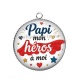 Pendentif Cabochon Argent - papi mon héros à moi