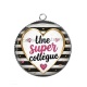 Pendentif Cabochon Argent - une super collègue