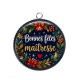 Pendentif Cabochon Argent - bonnes fêtes maîtresse