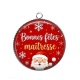 Pendentif Cabochon Argent - bonnes fêtes maîtresse