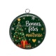 Pendentif Cabochon Argent - bonnes fêtes maîtresse