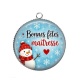 Pendentif Cabochon Argent - bonnes fêtes maîtresse