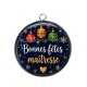 Pendentif Cabochon Argent - bonnes fêtes maîtresse