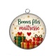 Pendentif Cabochon Argent - bonnes fêtes maîtresse