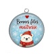 Pendentif Cabochon Argent - bonnes fêtes maîtresse