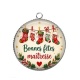 Pendentif Cabochon Argent - bonnes fêtes maîtresse