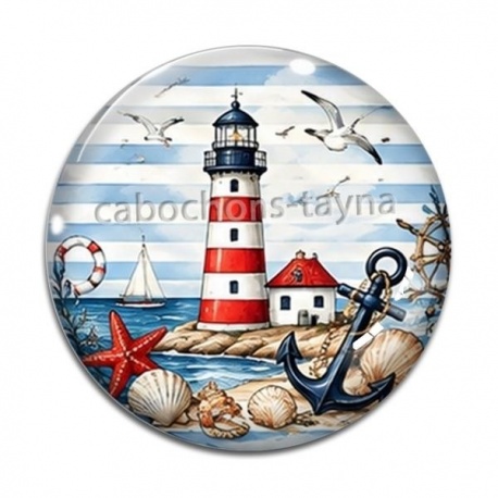 Cabochon Verre - phare de mer
