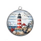 Pendentif Cabochon Argent - phare de mer