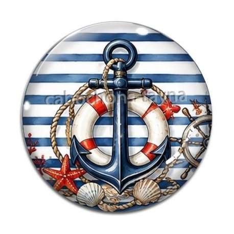 Cabochon Verre - ancre de bateau
