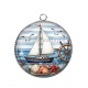 Pendentif Cabochon Argent - bateau