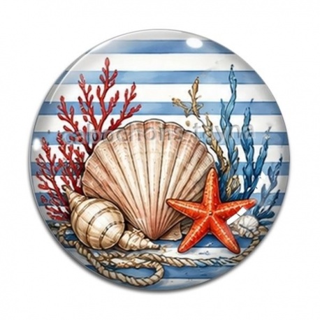 Cabochon Verre - étoile coquillage de mer