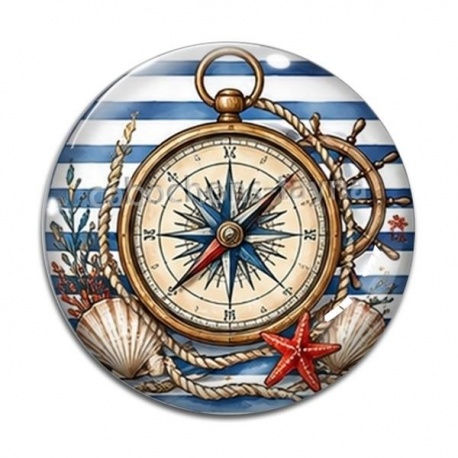 Cabochon Verre - boussole de mer