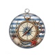 Pendentif Cabochon Argent - boussole de mer
