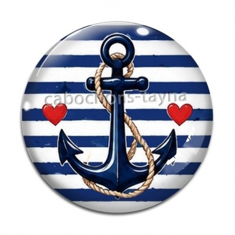 Cabochon Verre - ancre de bateau