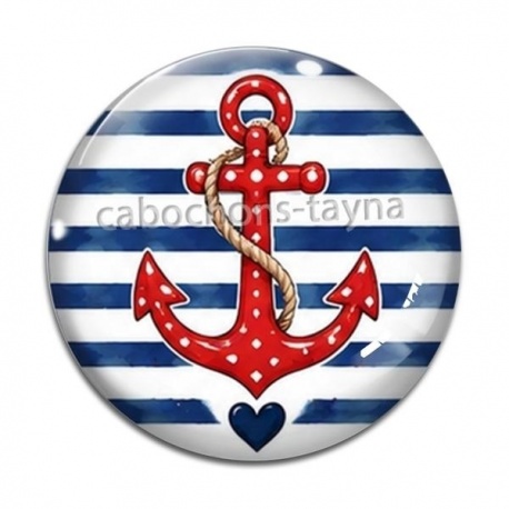 Cabochon Verre - ancre de bateau