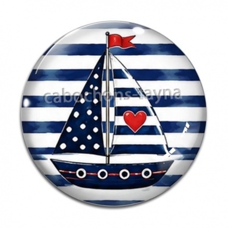 Cabochon Verre - bateau