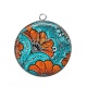 Pendentif Cabochon Argent - feuille fleur paisley