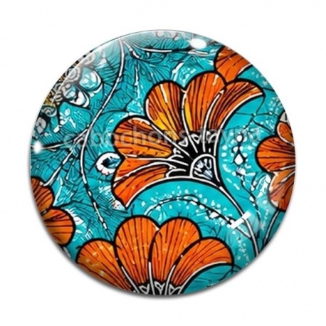 Cabochon Verre - feuille fleur paisley