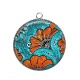 Pendentif Cabochon Argent - feuille fleur paisley