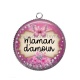Pendentif Cabochon Argent - maman d'amour